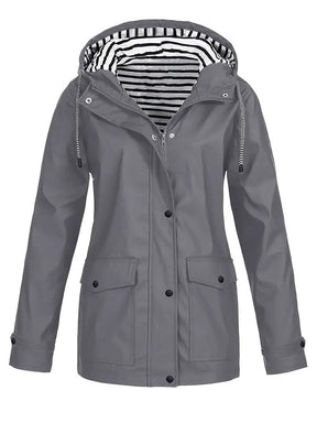 Women's Raincoat with Striped Lining | Marlene in Black - Juana Fashion