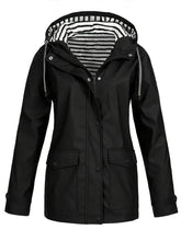 Women's Raincoat with Striped Lining | Marlene in Black - Juana Fashion