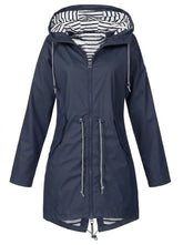 Women's Water-Repellent Hooded Coat | Annika in Blue - Juana Fashion
