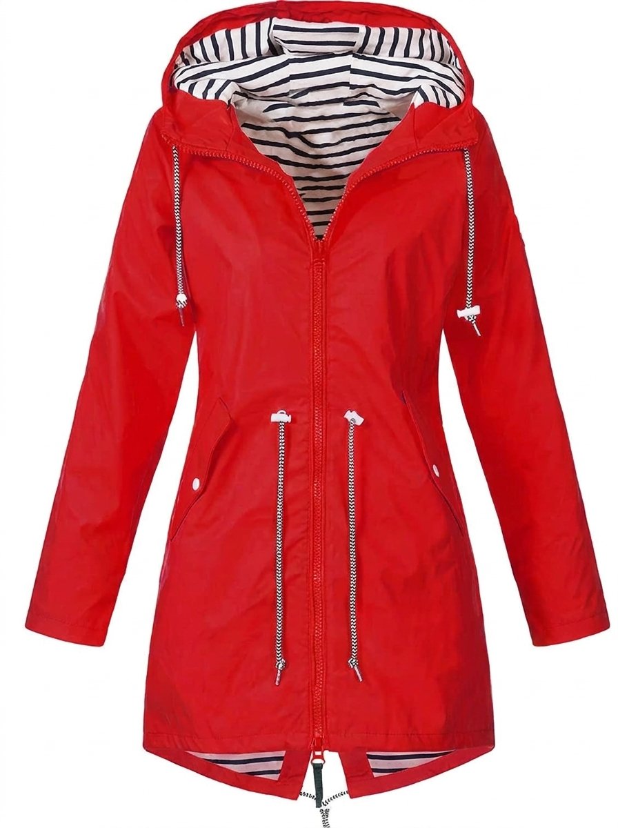 Women's Water-Repellent Hooded Coat | Annika in Blue - Juana Fashion