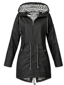 Women's Water-Repellent Hooded Coat | Annika in Blue - Juana Fashion