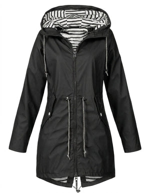 Women's Water-Repellent Hooded Coat | Annika in Blue - Juana Fashion