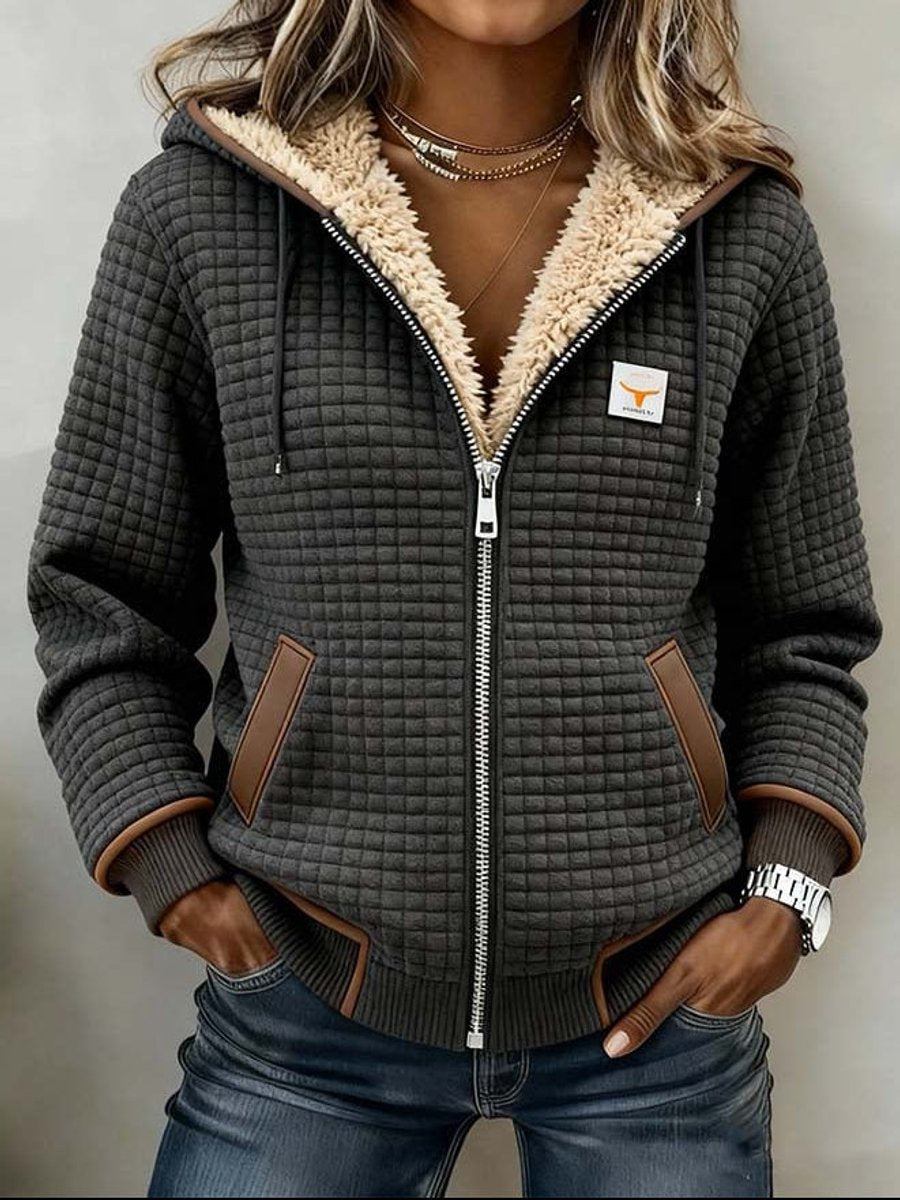 Women's Quilted Fleece Zip-Up Jacket | Annika - Juana Fashion