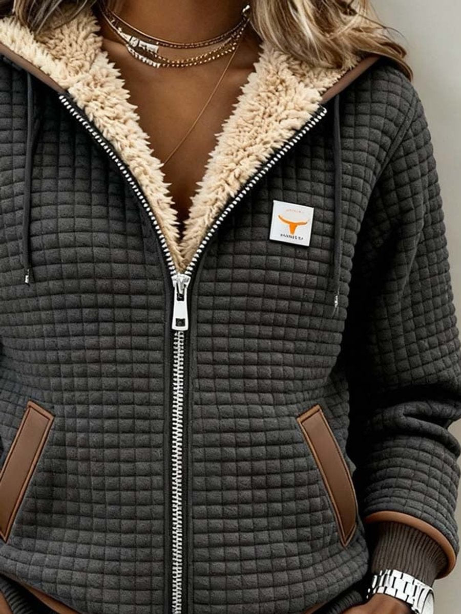 Women's Quilted Fleece Zip-Up Jacket | Annika - Juana Fashion