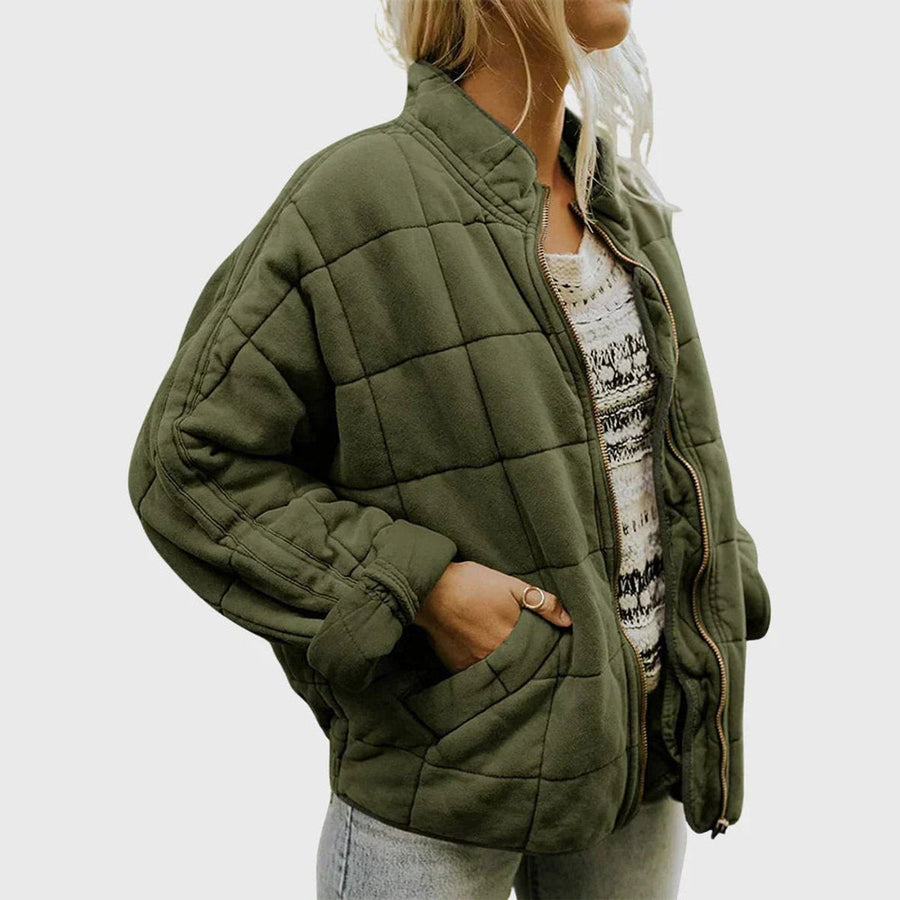 Women's Lightweight Quilted Zip-Up Jacket | Nora in Green - Juana Fashion
