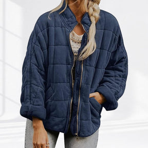 Women's Lightweight Quilted Zip-Up Jacket | Nora in Black - Juana Fashion