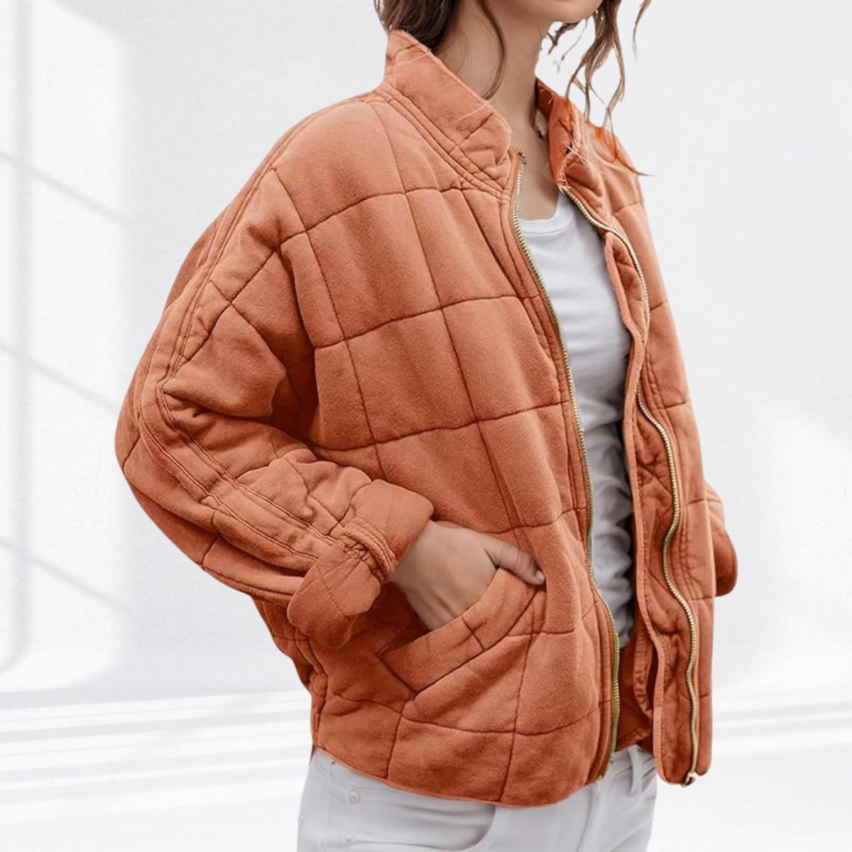 Women's Lightweight Quilted Zip-Up Jacket | Nora in Black - Juana Fashion