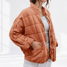 Women's Lightweight Quilted Zip-Up Jacket | Nora in Black - Juana Fashion