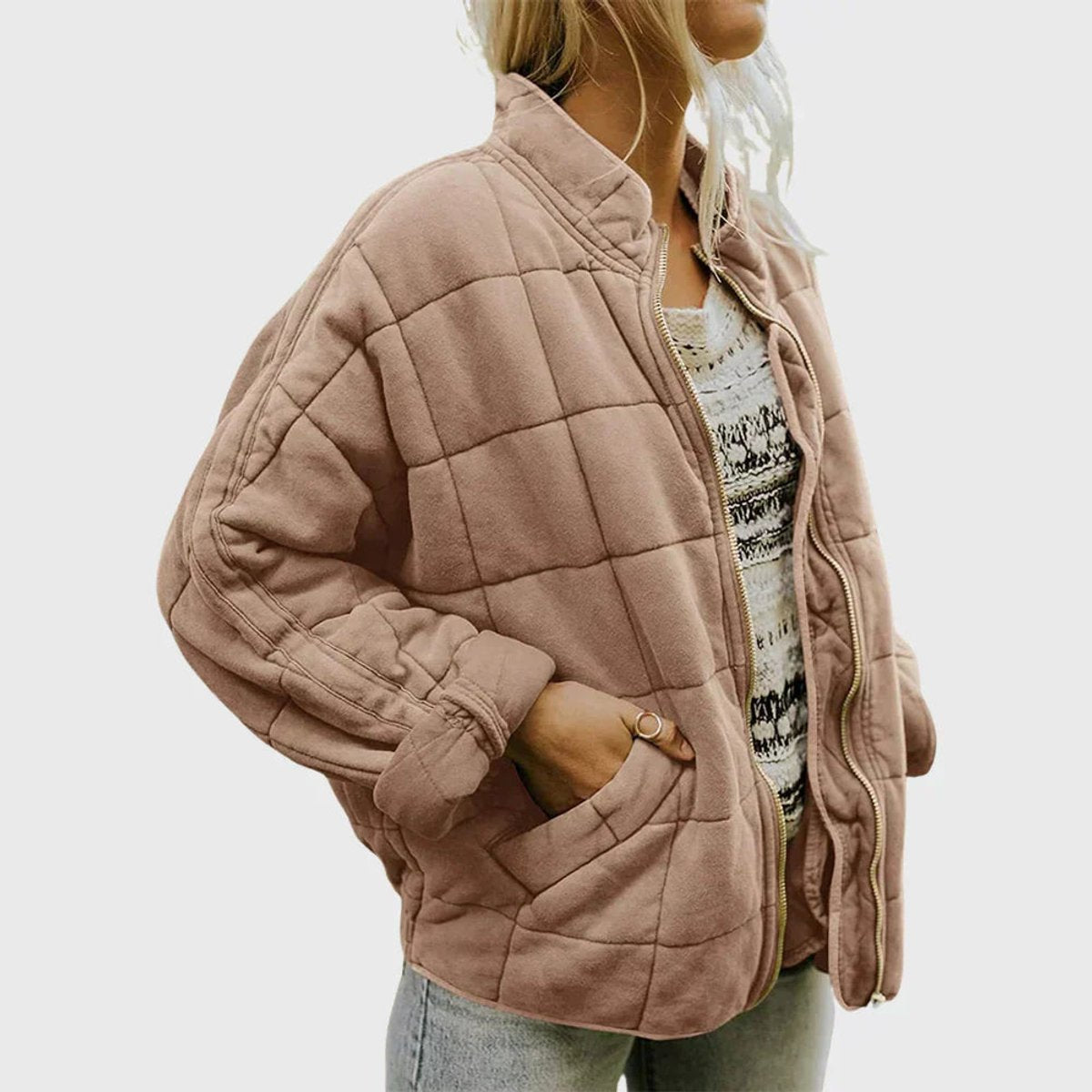 Women's Lightweight Quilted Zip-Up Jacket | Nora in Green - Juana Fashion