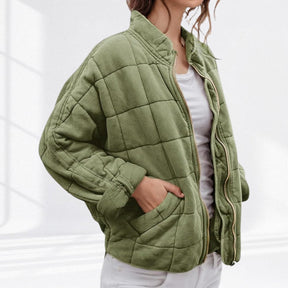Women's Lightweight Quilted Zip-Up Jacket | Nora in Green - Juana Fashion