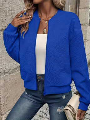 Women's Textured Zip-Up Bomber Jacket | Annika in Gray - Juana Fashion