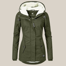 Women's Hooded Fleece Winter Jacket | Leonie in Blue - Juana Fashion