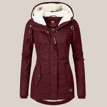 Women's Hooded Fleece Winter Jacket | Leonie in Blue - Juana Fashion