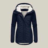 Women's Hooded Fleece Winter Jacket | Leonie in Blue - Juana Fashion