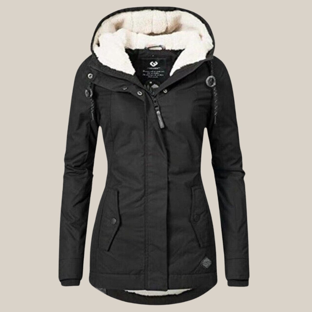 Women's Hooded Fleece Winter Jacket | Leonie in Blue - Juana Fashion