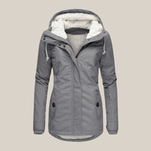 Women's Hooded Fleece Winter Jacket | Leonie in Blue - Juana Fashion