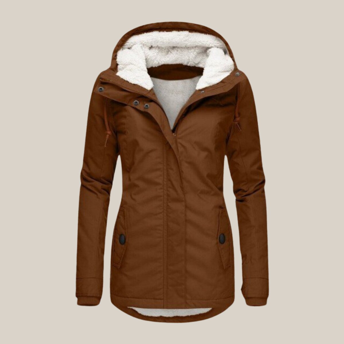 Women's Hooded Fleece Winter Jacket | Leonie in Blue - Juana Fashion