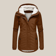 Women's Hooded Fleece Winter Jacket | Leonie in Blue - Juana Fashion