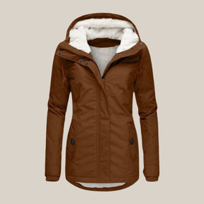 Women's Hooded Fleece Winter Jacket | Leonie in Blue - Juana Fashion
