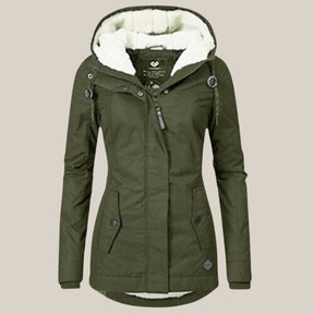 Women's Hooded Fleece Winter Jacket | Leonie in Gray - Juana Fashion