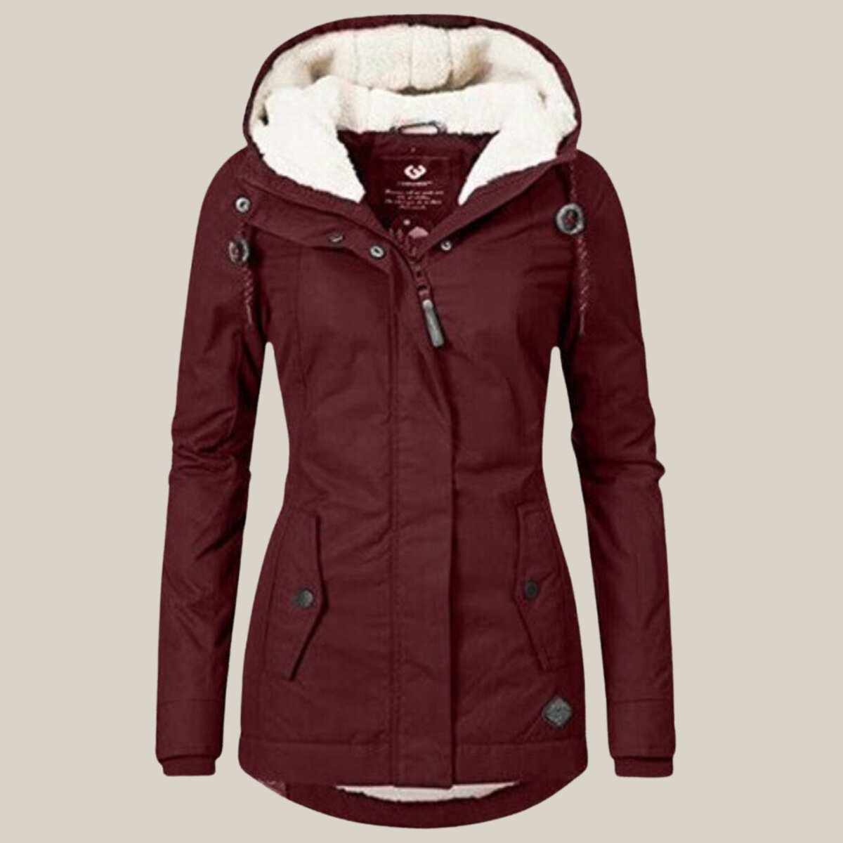 Women's Hooded Fleece Winter Jacket | Leonie in Gray - Juana Fashion