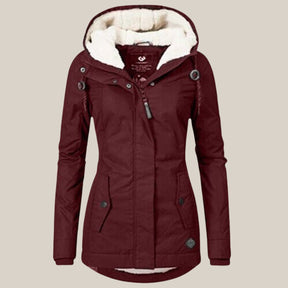 Women's Hooded Fleece Winter Jacket | Leonie in Gray - Juana Fashion
