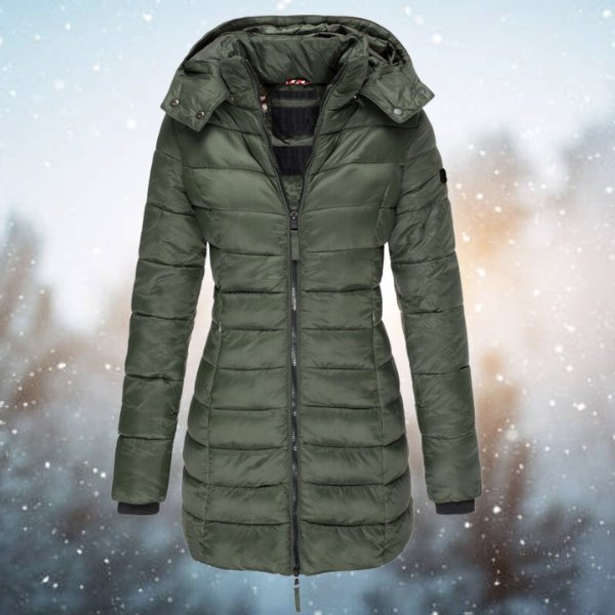 Women's Fitted Hooded Quilted Jacket | Emilia in Navy - Juana Fashion