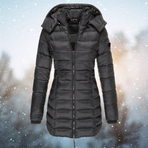 Women's Fitted Hooded Quilted Jacket | Emilia in Navy - Juana Fashion