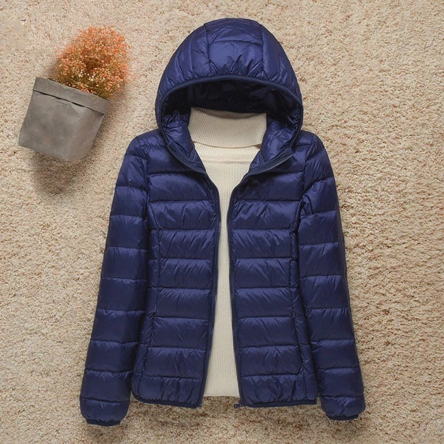 Women's Ultralight Hooded Quilted Jacket | Elisabeth in Taupe - Juana Fashion