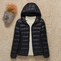 Women's Ultralight Hooded Quilted Jacket | Elisabeth in Taupe - Juana Fashion