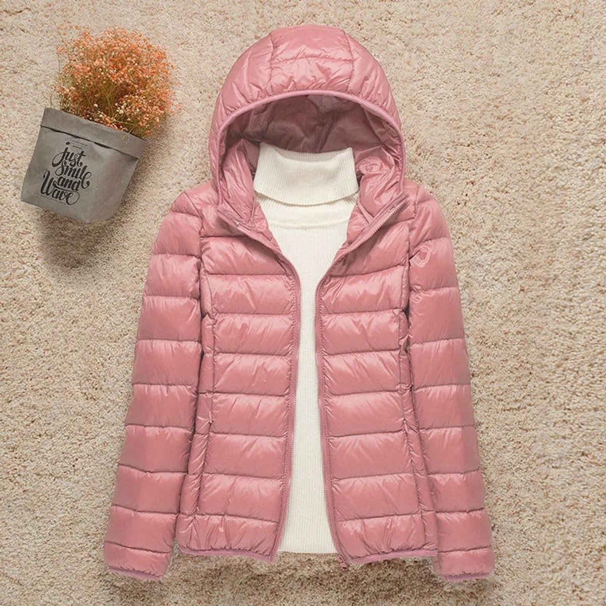 Women's Ultralight Hooded Quilted Jacket | Elisabeth in Taupe - Juana Fashion