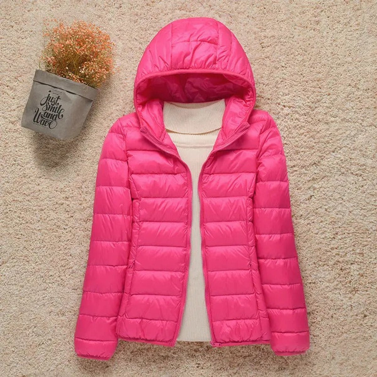 Women's Ultralight Hooded Quilted Jacket | Elisabeth in Taupe - Juana Fashion