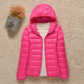 Women's Ultralight Hooded Quilted Jacket | Elisabeth in Taupe - Juana Fashion