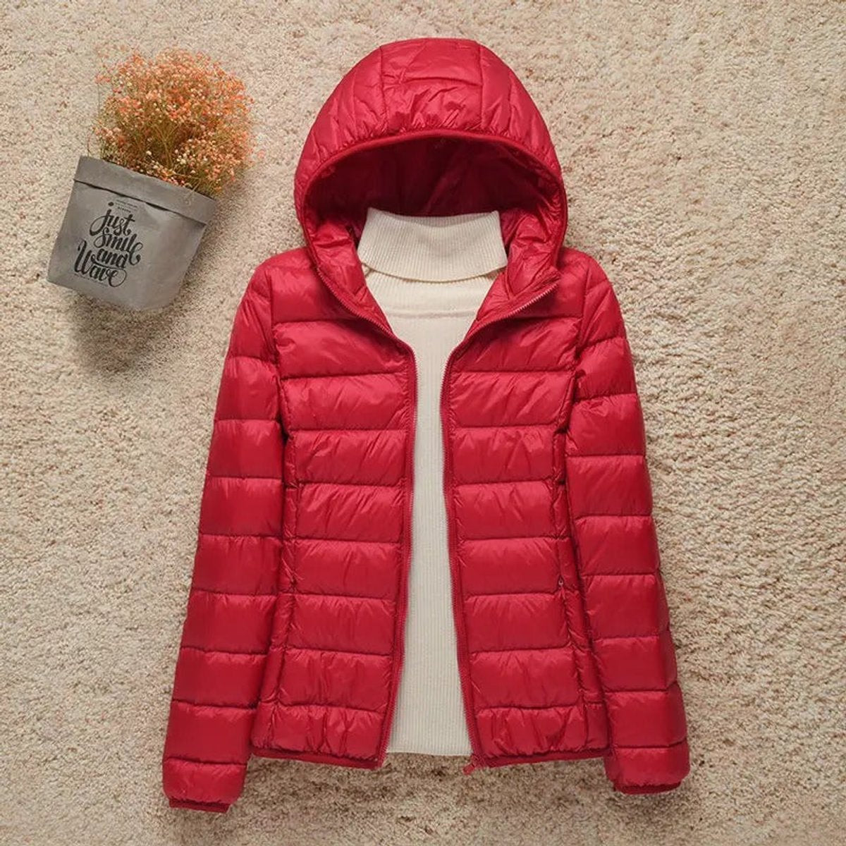 Women's Ultralight Hooded Quilted Jacket | Elisabeth in Taupe - Juana Fashion