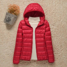 Women's Ultralight Hooded Quilted Jacket | Elisabeth in Taupe - Juana Fashion