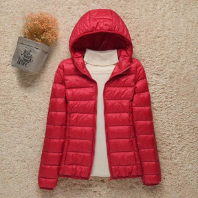 Women's Ultralight Hooded Quilted Jacket | Elisabeth in Taupe - Juana Fashion