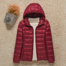 Women's Ultralight Hooded Quilted Jacket | Elisabeth in Taupe - Juana Fashion