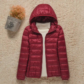 Women's Ultralight Hooded Quilted Jacket | Elisabeth in Taupe - Juana Fashion
