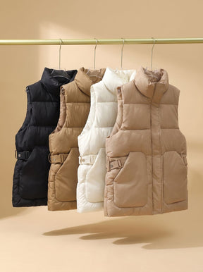 Women's Quilted Vest with Flap Pockets | Marlene in Off-White - Juana Fashion