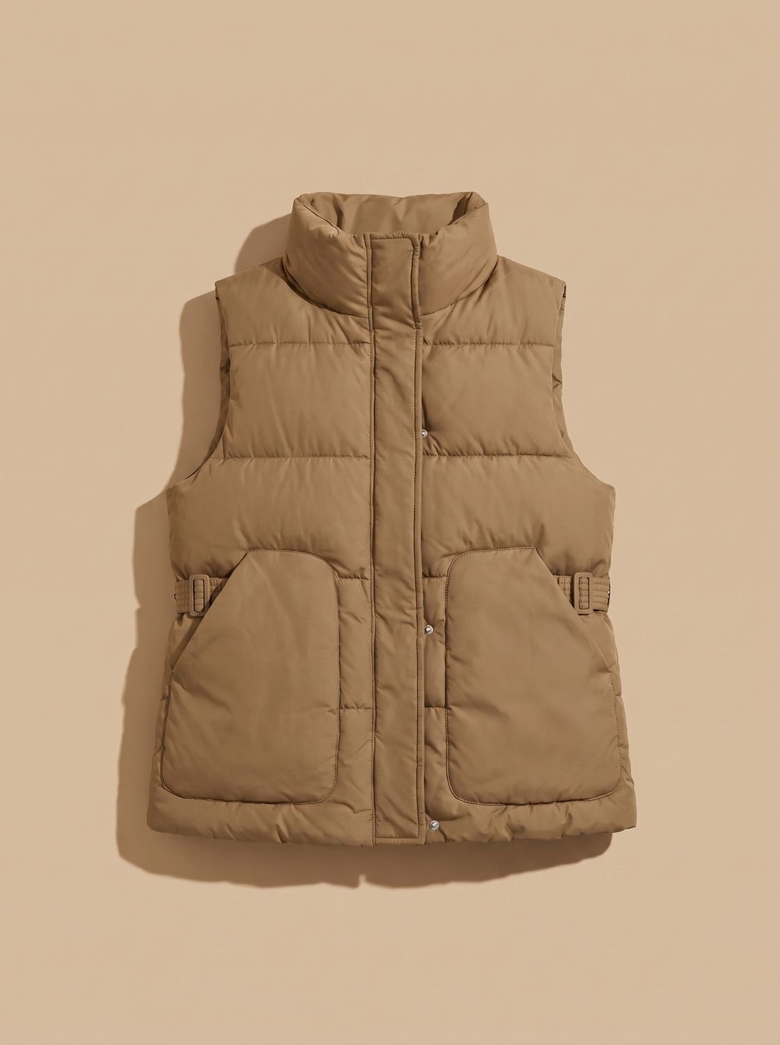Women's Quilted Vest with Flap Pockets | Marlene in Khaki - Juana Fashion