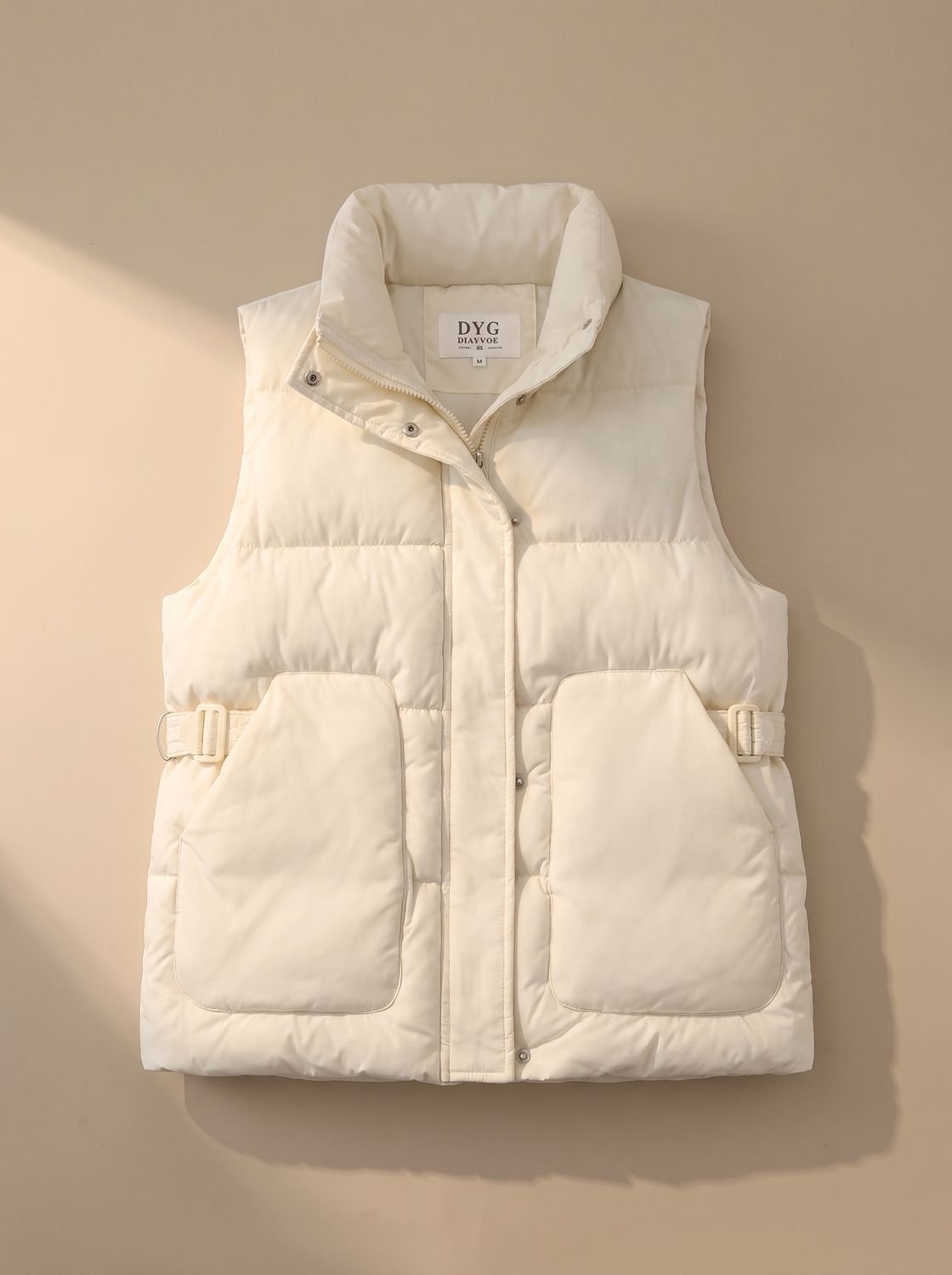 Women's Quilted Vest with Flap Pockets | Marlene in Khaki - Juana Fashion