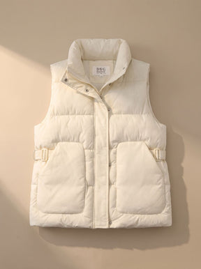Women's Quilted Vest with Flap Pockets | Marlene in Khaki - Juana Fashion