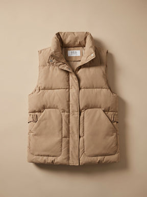Women's Quilted Vest with Flap Pockets | Marlene in Khaki - Juana Fashion