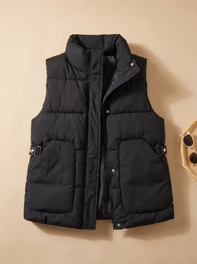 Women's Quilted Vest with Flap Pockets | Marlene in Black - Juana Fashion