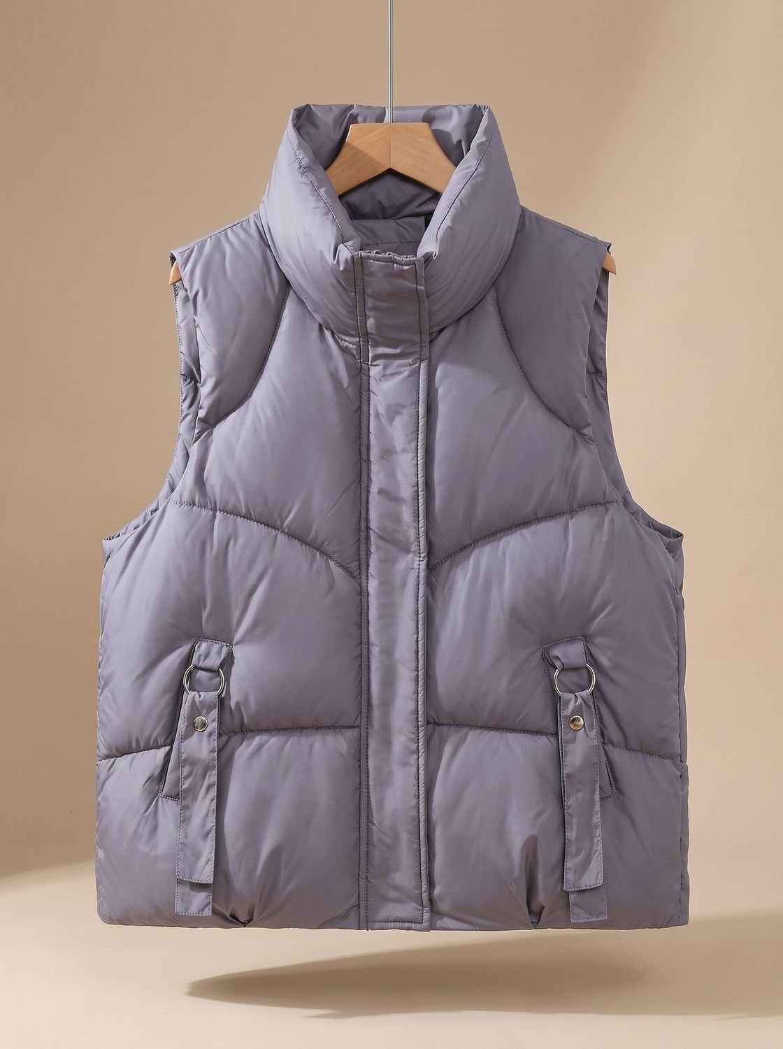 Women's Quilted Vest with Straps and Buckles | Nora in Purple - Juana Fashion
