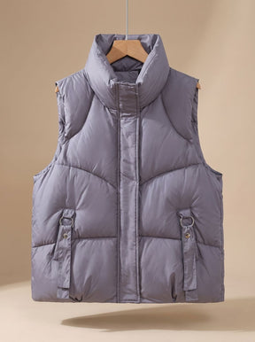 Women's Quilted Vest with Straps and Buckles | Nora in Purple - Juana Fashion