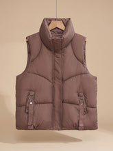 Women's Quilted Vest with Straps and Buckles | Nora in Brown - Juana Fashion
