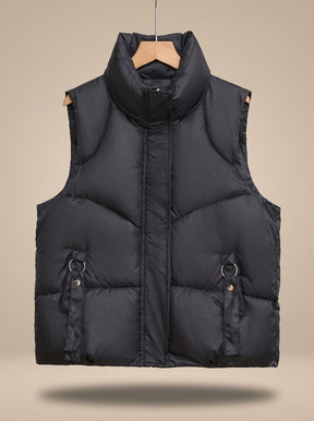 Women's Quilted Vest with Straps and Buckles | Nora in Black - Juana Fashion