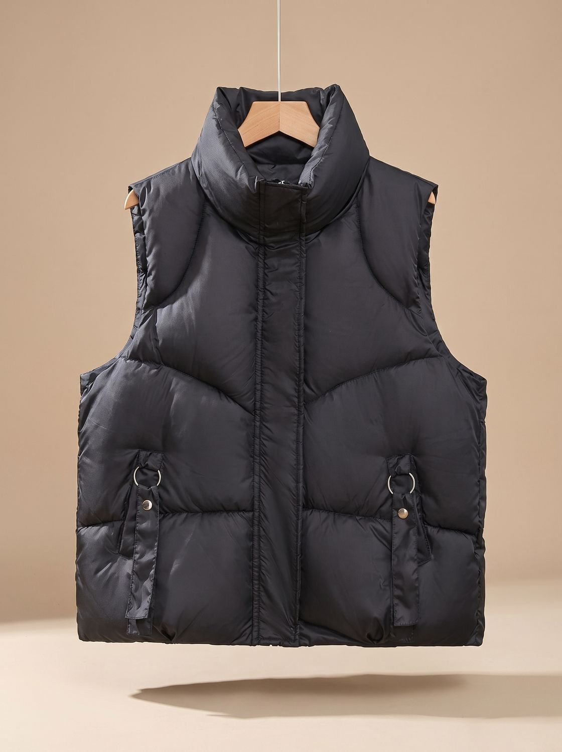 Women's Quilted Vest with Straps and Buckles | Nora in Brown - Juana Fashion
