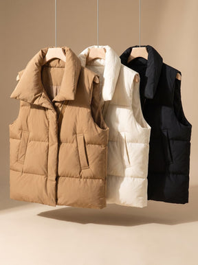 Women's Insulated Shawl-Collar Vest | Annika in Cream White - Juana Fashion